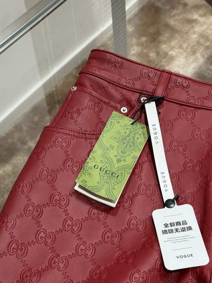 Gucci men GUCCI Double G embossed leather trousers — 1:1 Replica — photo 4
