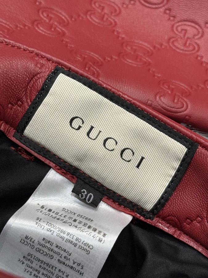 Gucci men GUCCI Double G embossed leather trousers — 1:1 Replica — photo 6