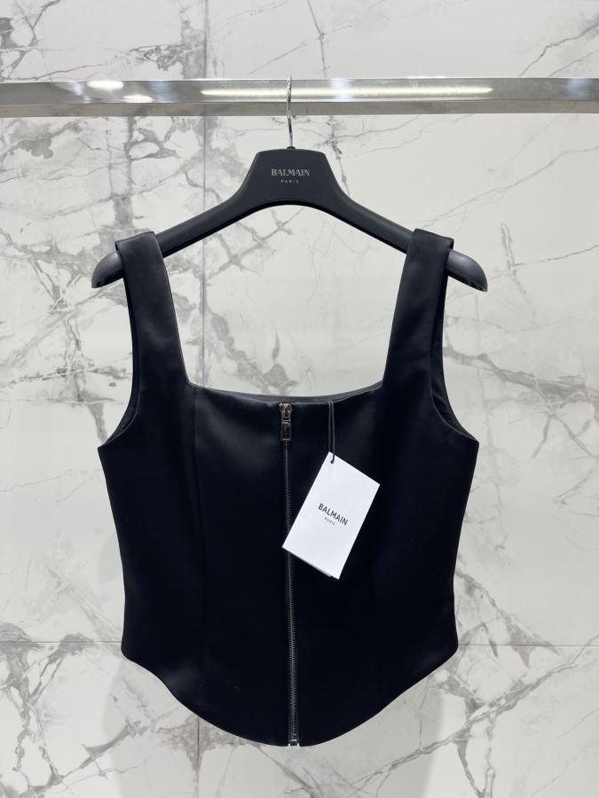 BALMAIN Women 𝗕𝗔𝗟𝗠𝗔𝗜* Balmain Zipper Square Neck Slim Fit Acetate Vest — Premium Replica — photo 2
