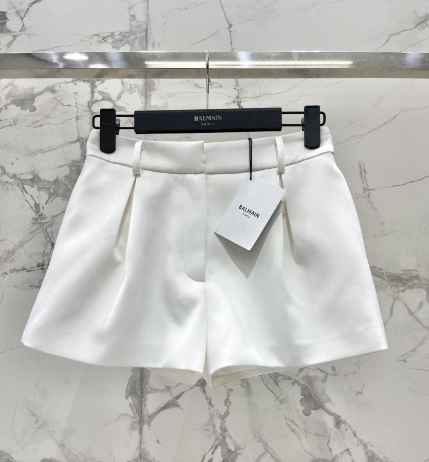 BALMAIN Women 𝗕𝗔𝗟𝗠𝗔𝗜* Balmain Vinegar High Waist A-Line Slimming Shorts — AAA Quality Replica