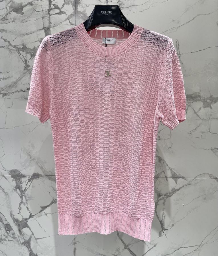Celine Women 𝗖𝗘𝗟𝗜𝗡𝗘* Celine Early Spring New Hollow Breathable Knitted Short Sleev — AAA Quality Replica — photo 2