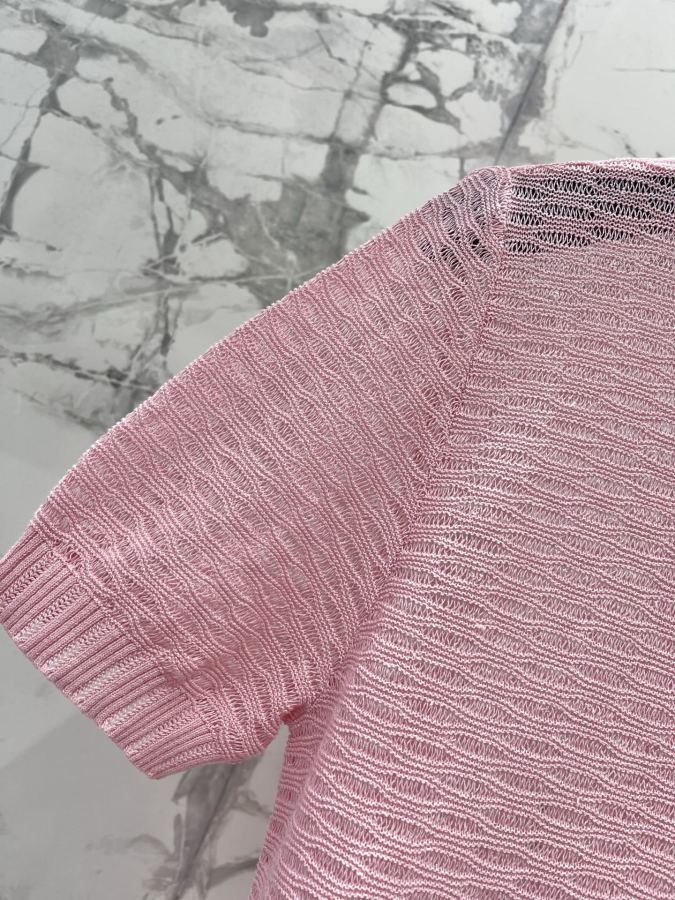 Celine Women 𝗖𝗘𝗟𝗜𝗡𝗘* Celine Early Spring New Hollow Breathable Knitted Short Sleev — AAA Quality Replica — photo 6