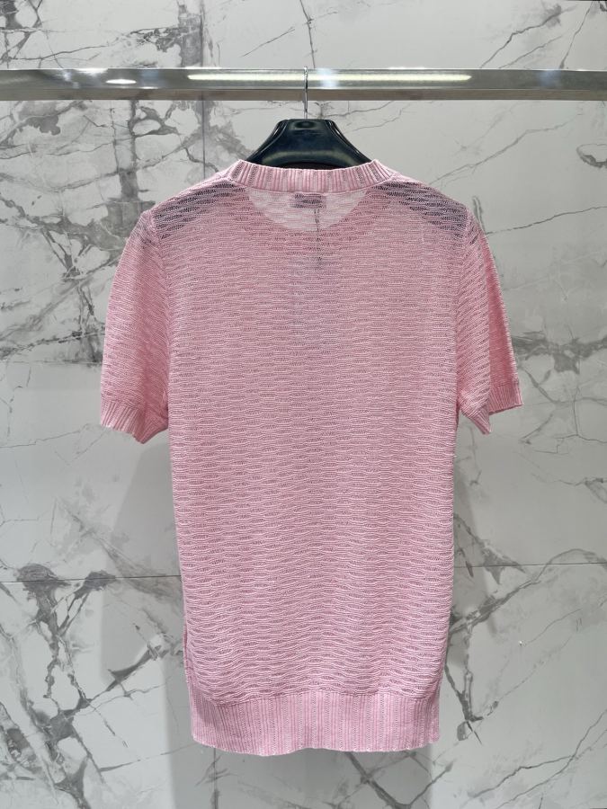 Celine Women 𝗖𝗘𝗟𝗜𝗡𝗘* Celine Early Spring New Hollow Breathable Knitted Short Sleev — AAA Quality Replica — photo 8