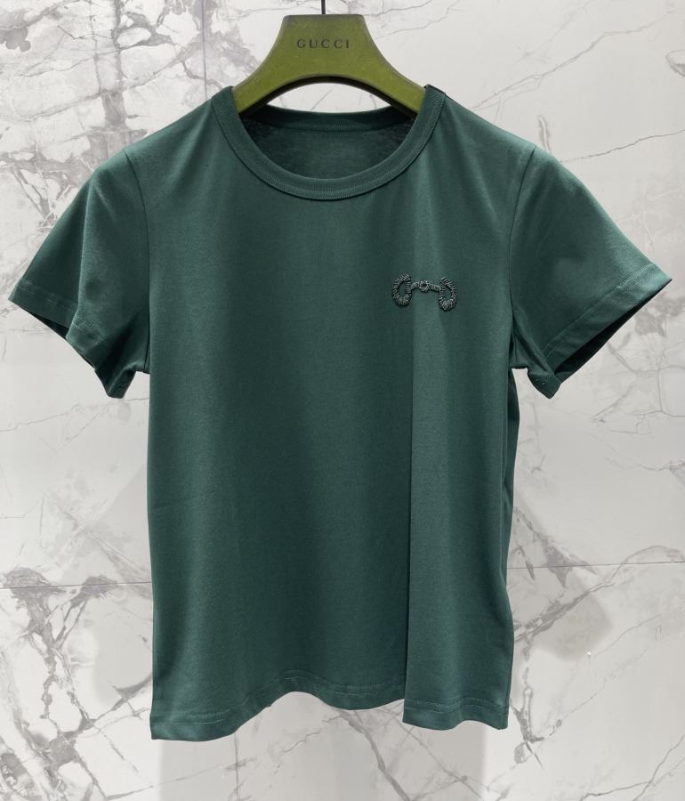 Gucci Women 𝗚𝗨𝗖𝗖* Gucci Early Spring New Embroidered Beads Cotton Short Sleeves — AAA Quality Replica — photo 2