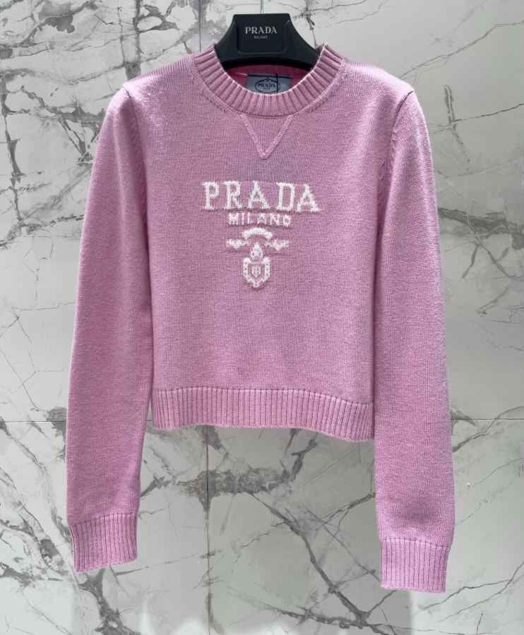 Prada Women 𝗣𝗥𝗔𝗗* Prada early spring New letter intarsia logo wool crew neck sweater — AAA Quality Replica — photo 2