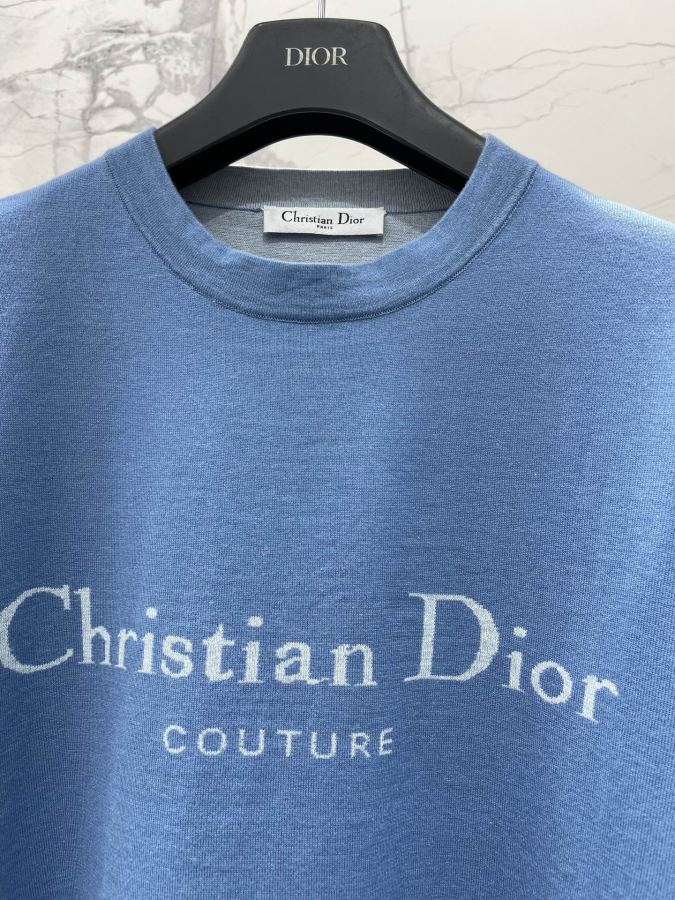 Dior Women 𝗗𝗜𝗢𝗥* Dior New chest letter printed round neck knitted short sleeves — 1:1 Replica For Sale — photo 3