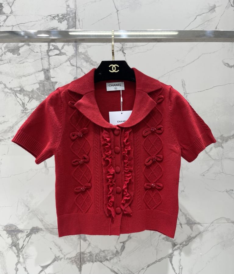 Chanel Women 𝗖𝗛𝗔𝗡𝗘* Xiaoxiang early spring New French sweet style red bow cardigan — 1:1 Replica For Sale