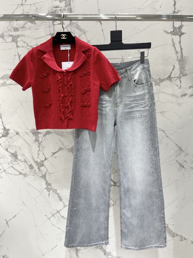 Chanel Women 𝗖𝗛𝗔𝗡𝗘* Xiaoxiang early spring New French sweet style red bow cardigan — 1:1 Replica For Sale — photo 9