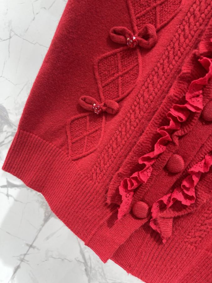 Chanel Women 𝗖𝗛𝗔𝗡𝗘* Xiaoxiang early spring New French sweet style red bow cardigan — 1:1 Replica For Sale — photo 5