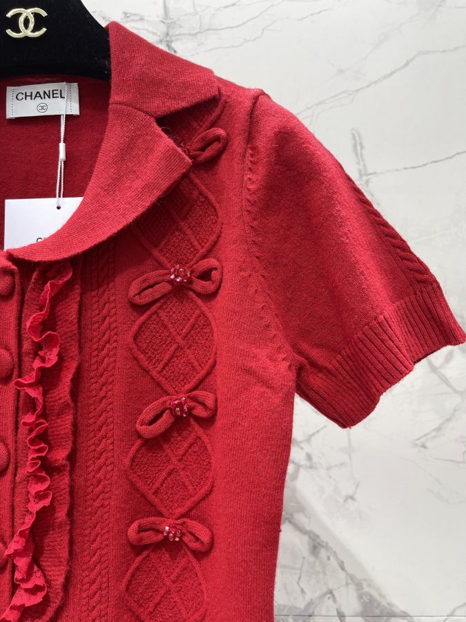 Chanel Women 𝗖𝗛𝗔𝗡𝗘* Xiaoxiang early spring New French sweet style red bow cardigan — 1:1 Replica For Sale — photo 4