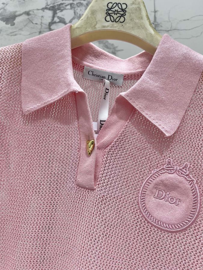 Dior Women 𝗗𝗜𝗢𝗥* Dior New lapel embroidered hollow short sleeves — AAA Quality Replica — photo 4