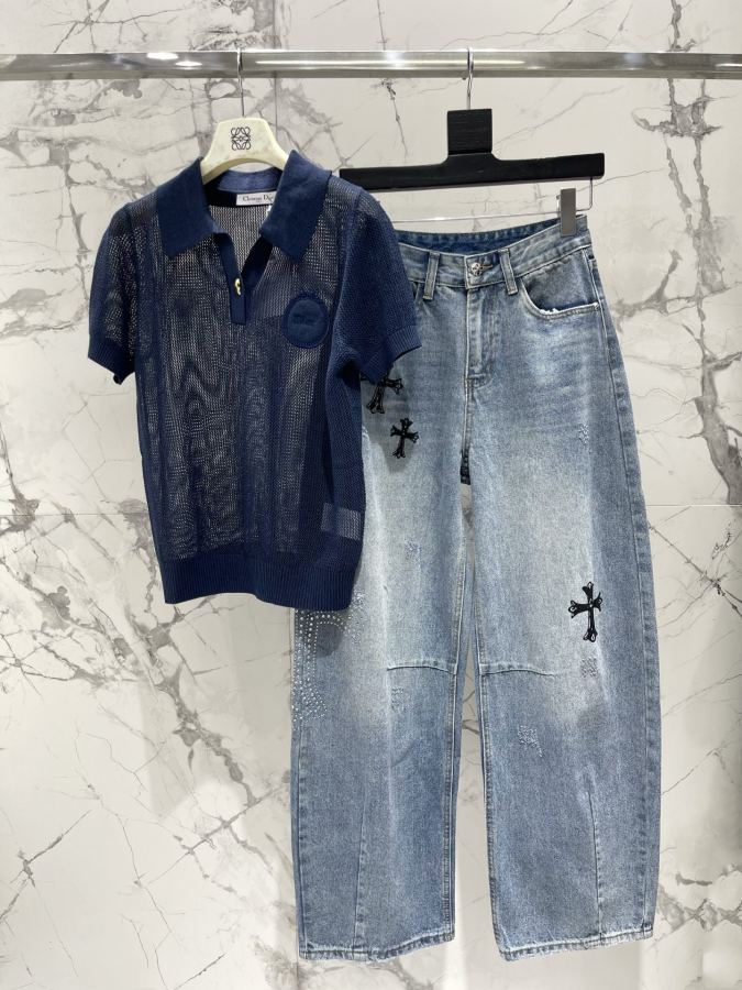 Dior Women 𝗗𝗜𝗢𝗥* Dior New lapel embroidered hollow short sleeves — 1:1 Replica For Sale — photo 9