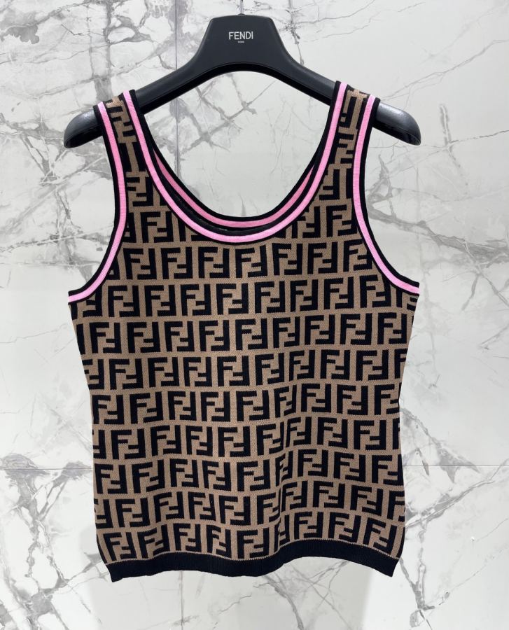 Fendi Women 𝗙𝗘𝗡𝗗* Fendi early spring New contrasting color jacquard U-neck letter vest — Premium Replica — photo 2