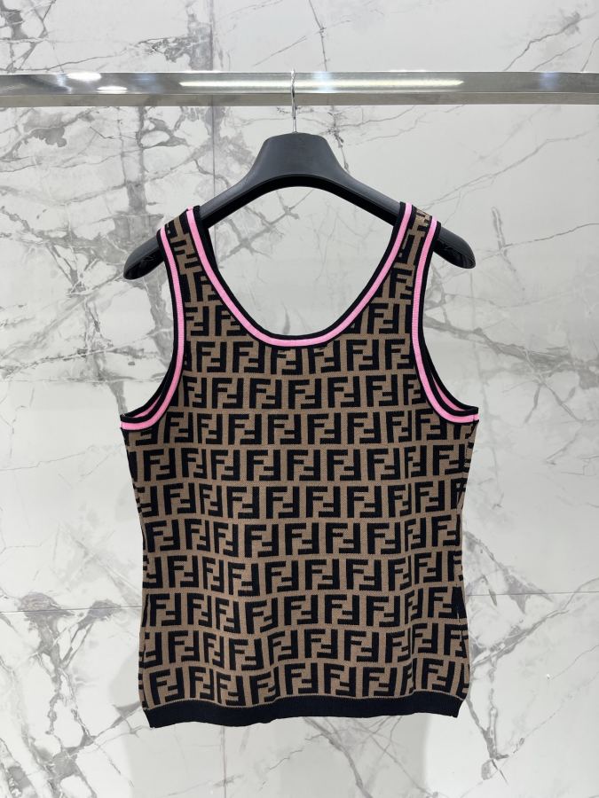 Fendi Women 𝗙𝗘𝗡𝗗* Fendi early spring New contrasting color jacquard U-neck letter vest — Premium Replica — photo 8