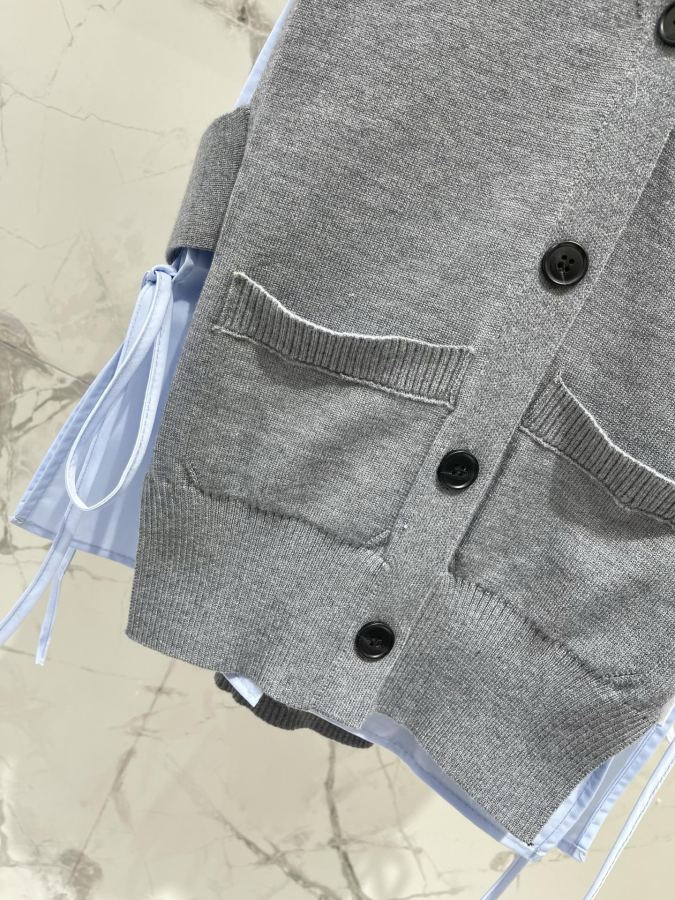 Miumiu Women 𝗠𝗜𝗨𝗠𝗜𝗨* Miu college style layered vest top two-piece knitted vest — 1:1 Replica For Sale — photo 5