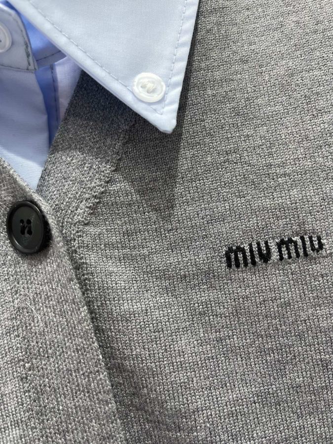 Miumiu Women 𝗠𝗜𝗨𝗠𝗜𝗨* Miu college style layered vest top two-piece knitted vest — 1:1 Replica For Sale — photo 6