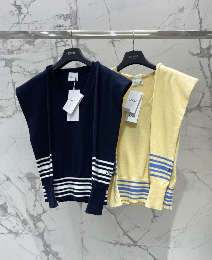 Dior Women 𝗗𝗜𝗢𝗥* Dior New simple striped navy collar knitted short sleeves — 1:1 Replica For Sale — photo 9