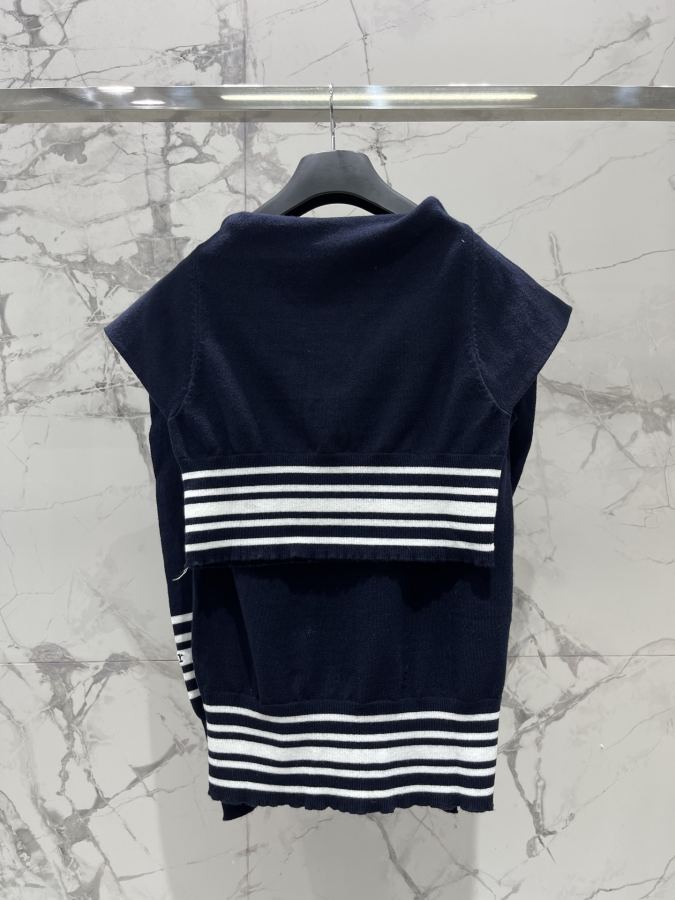 Dior Women 𝗗𝗜𝗢𝗥* Dior New simple striped navy collar knitted short sleeves — 1:1 Replica For Sale — photo 8