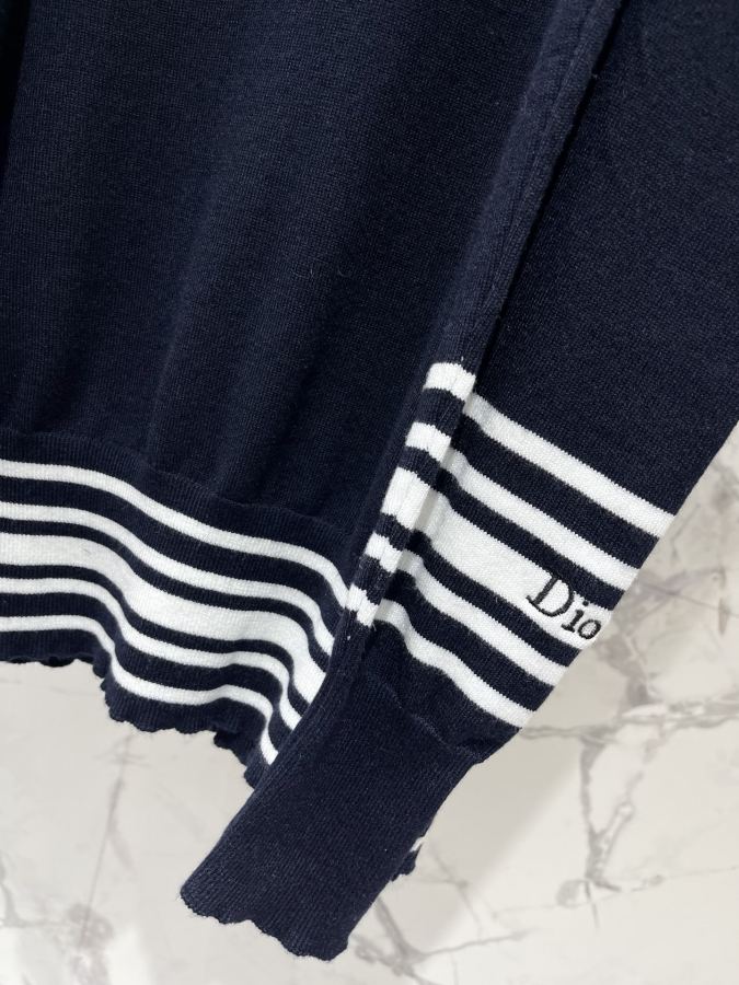 Dior Women 𝗗𝗜𝗢𝗥* Dior New simple striped navy collar knitted short sleeves — 1:1 Replica For Sale — photo 7