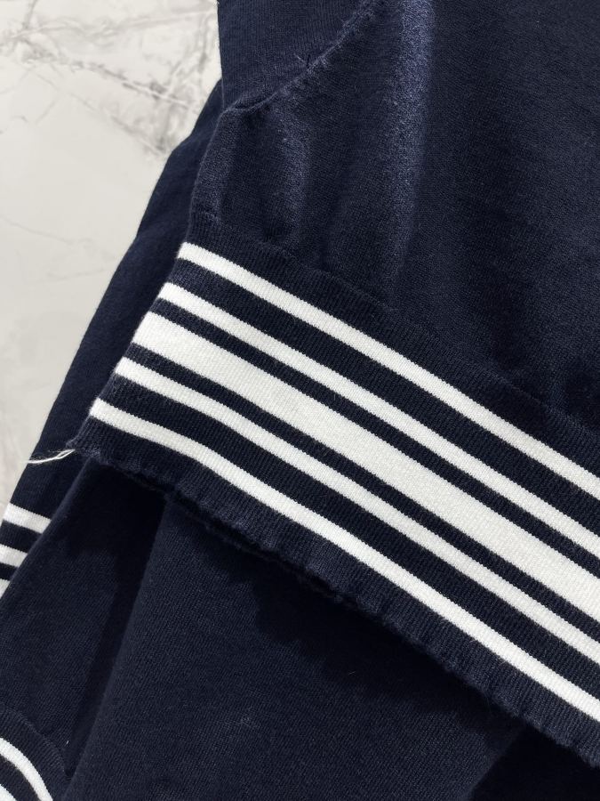 Dior Women 𝗗𝗜𝗢𝗥* Dior New simple striped navy collar knitted short sleeves — 1:1 Replica For Sale — photo 6