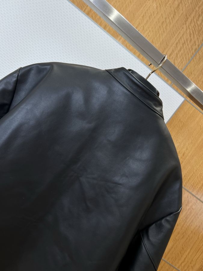 Gucci men GUCCI metal hoop stand collar leather biker jacket — 1:1 Replica — photo 6
