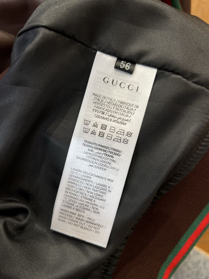 Gucci men GUCCI brand embroidered logo luxury baseball leather jacket — Premium Replica — photo 9