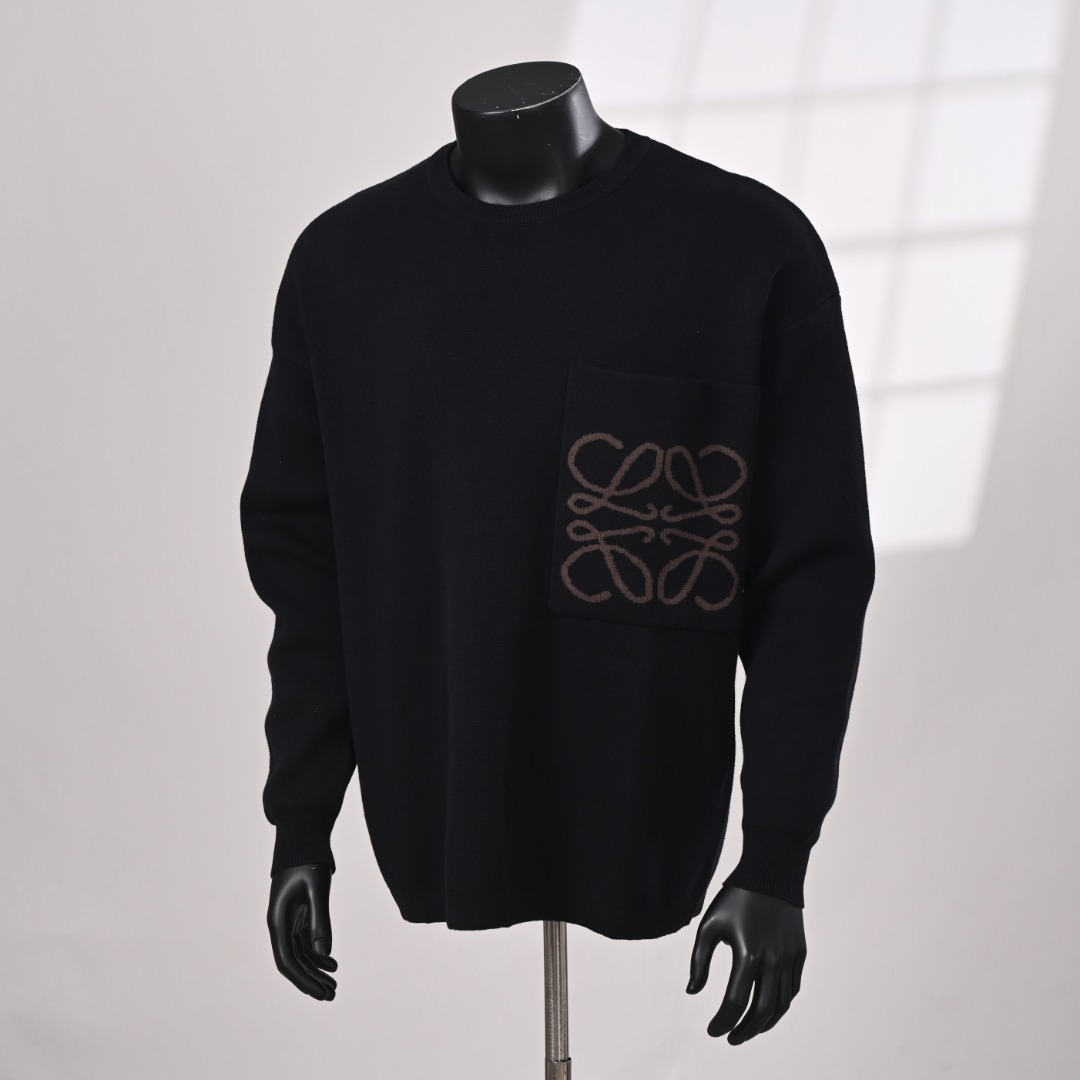 Loewe men LOEWE jacquard pocket crew neck sweater real photos — Premium Replica — photo 2