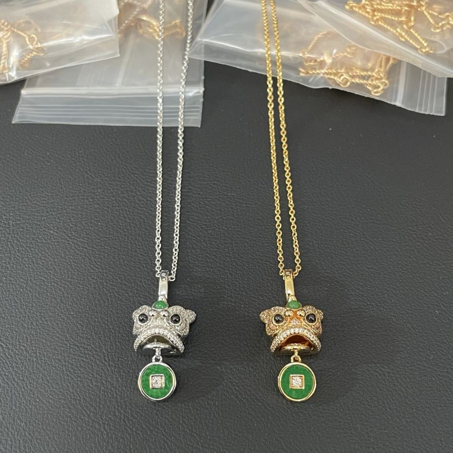 Qeelin Jewelry 00, Kirin Lion Necklace - Copper Coin Style - Green, arrived — 1:1 Replica For Sale