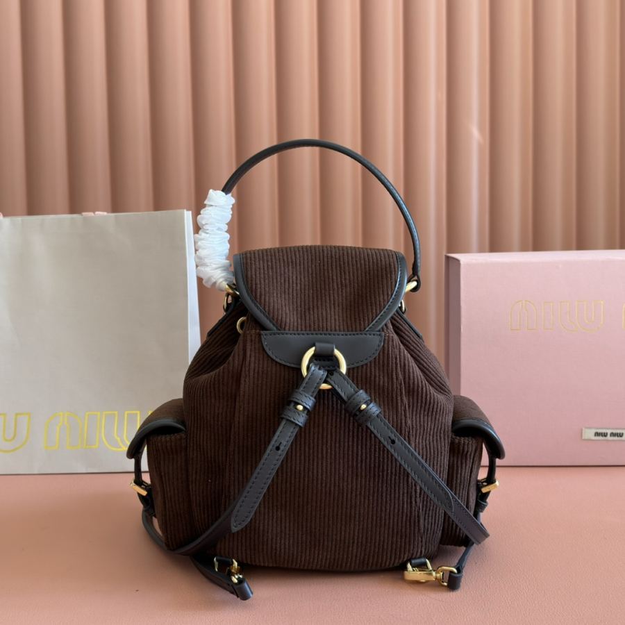 Miu bag MIU Home new college-style backpack, corduroy and imported calfskin, casual design, multiple — 1:1 Replica — photo 2