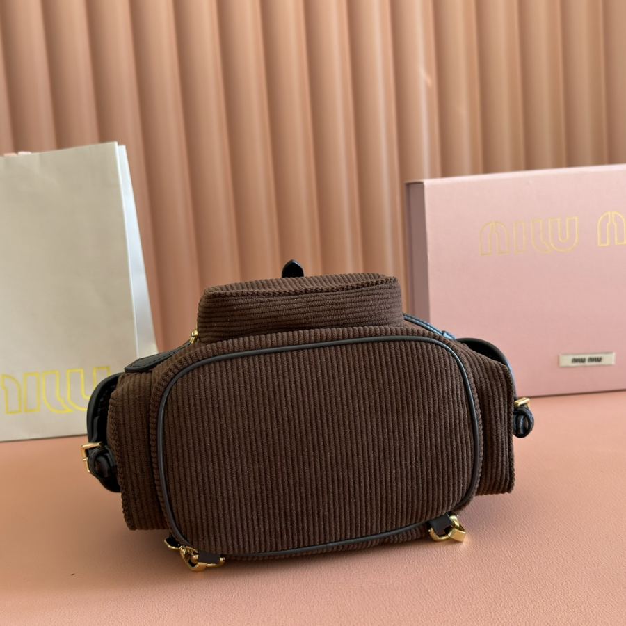 Miu bag MIU Home new college-style backpack, corduroy and imported calfskin, casual design, multiple — 1:1 Replica — photo 4
