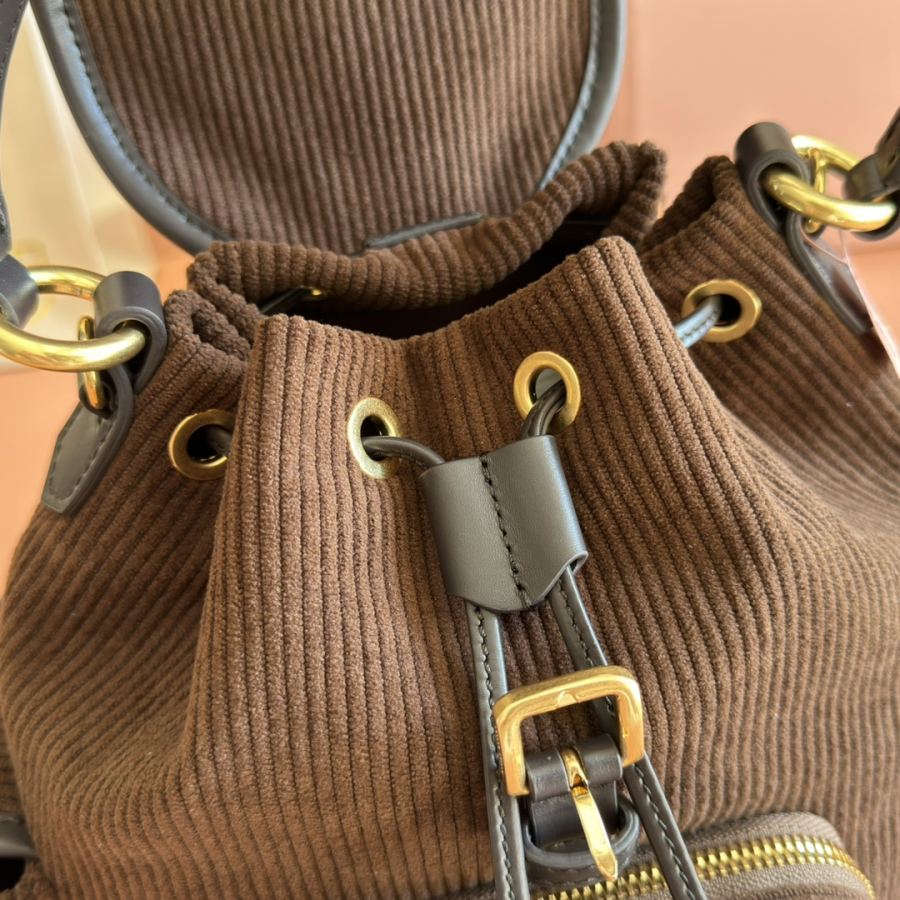 Miu bag MIU Home new college-style backpack, corduroy and imported calfskin, casual design, multiple — 1:1 Replica — photo 6