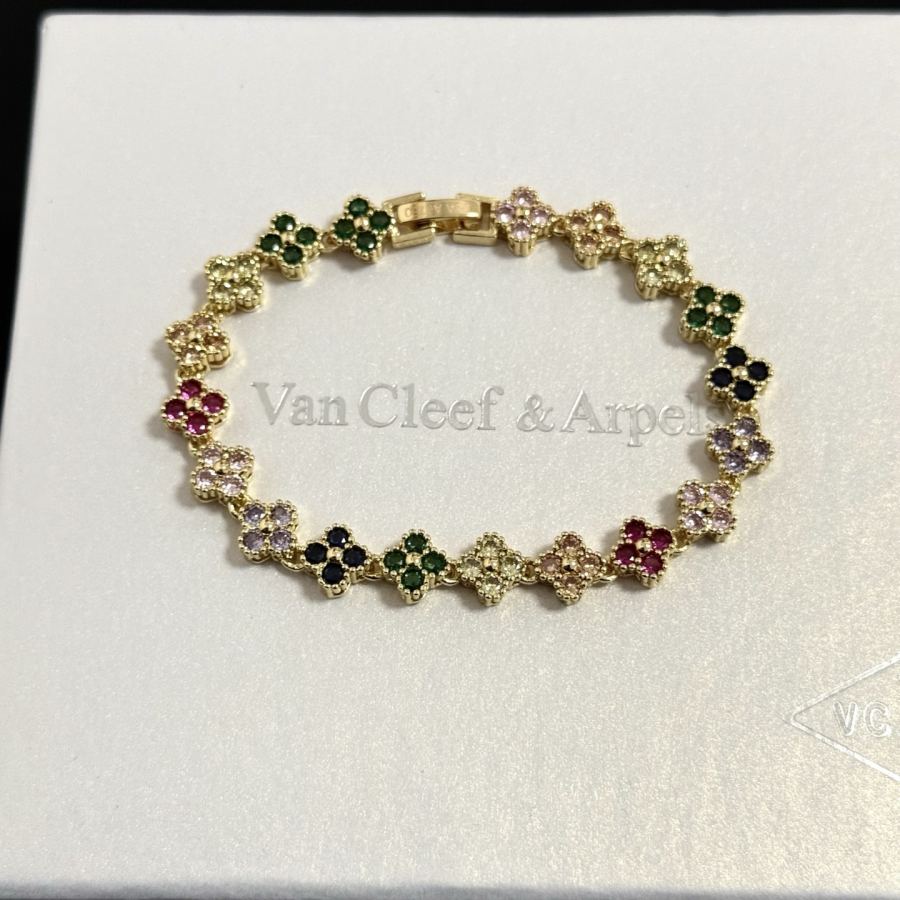 Van Cleef & Arpels Jewelry four-leaf clover bracelet, V gold level, diamond inlaid, multi-layered — 1:1 Replica For Sale