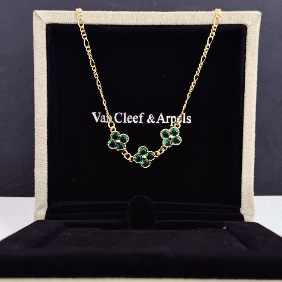 Van Cleef & Arpels Jewelry four-leaf clover necklace, classic style, multi-layered metal carving, — 1:1 Replica — photo 6
