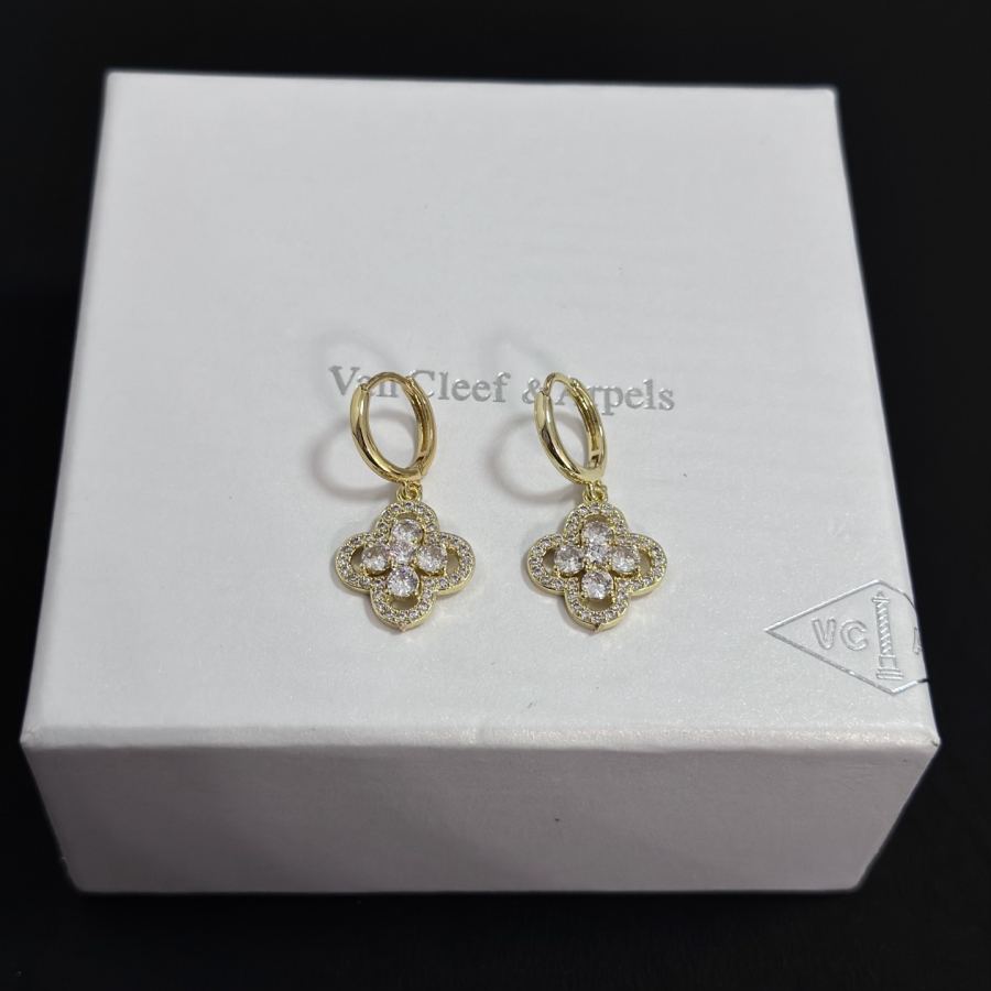 Van Cleef & Arpels Jewelry four-leaf clover earrings, classic, same style as official website, multi-layered — 1:1 Replica