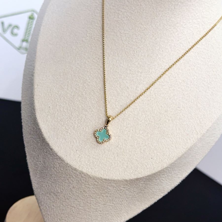 Van Cleef & Arpels Jewelry four-leaf clover necklace, V gold, diamond inlay, multi-layered metal — AAA Quality Replica — photo 4