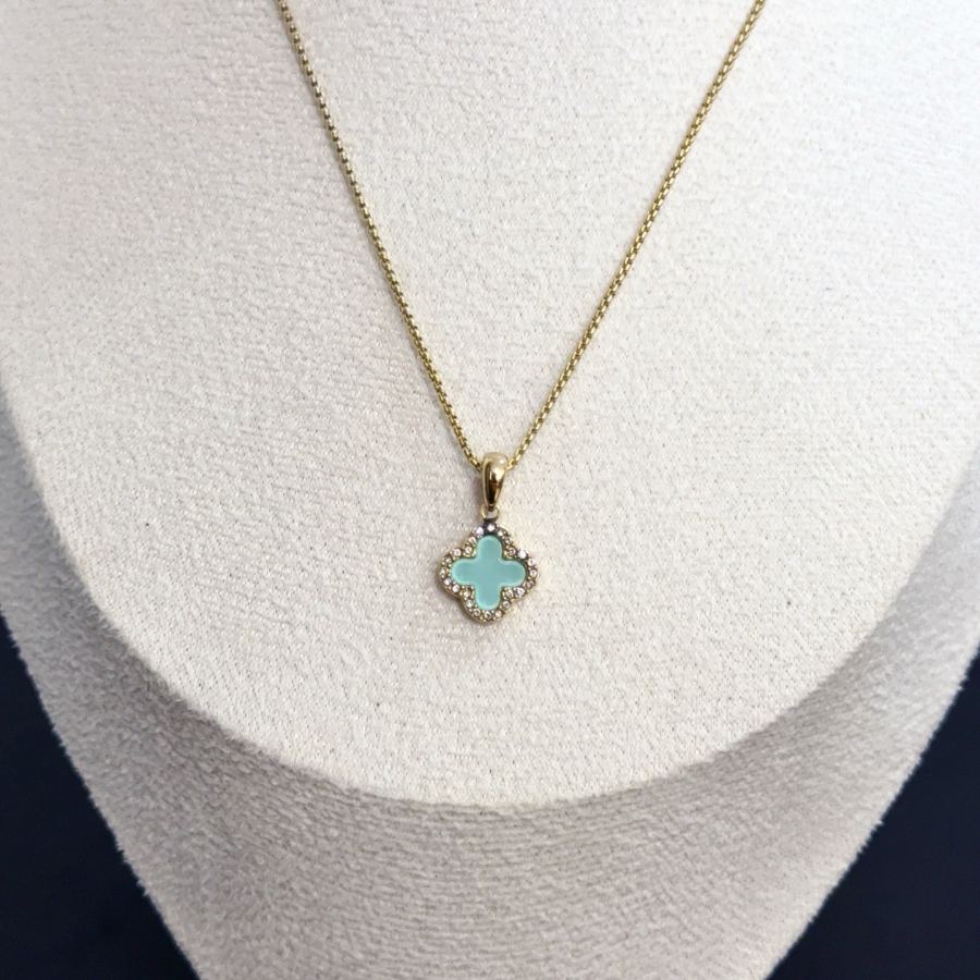 Van Cleef & Arpels Jewelry four-leaf clover necklace, V gold, diamond inlay, multi-layered metal — AAA Quality Replica — photo 5