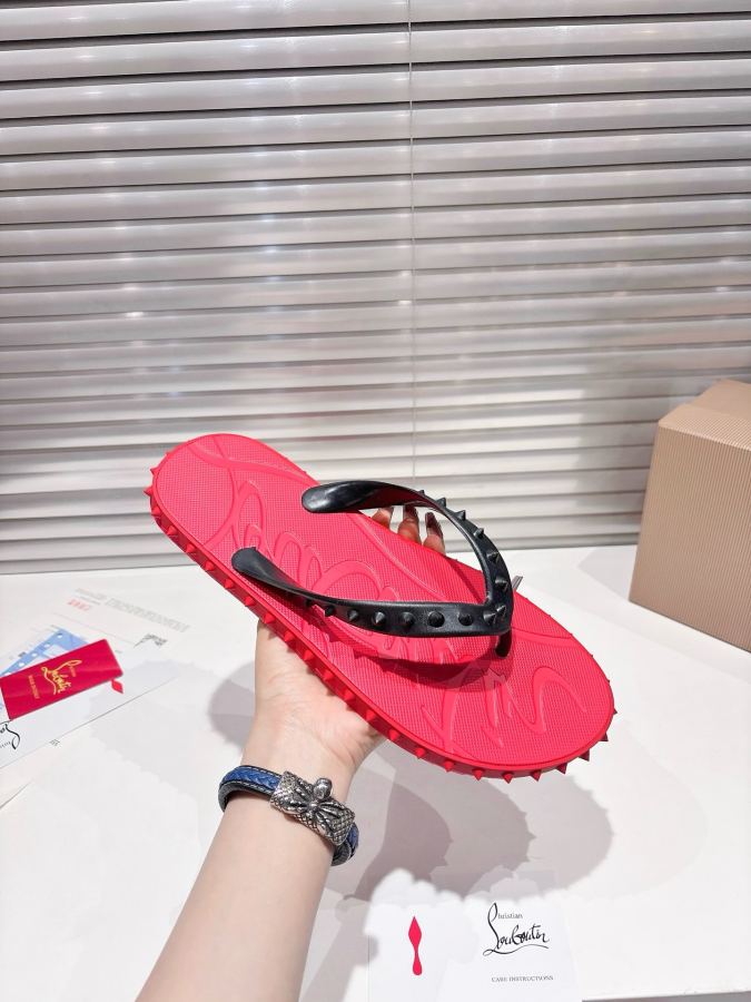 Maison margiela women's shoes ╔Red and black studded flip-flops╗ — Premium Replica — photo 7