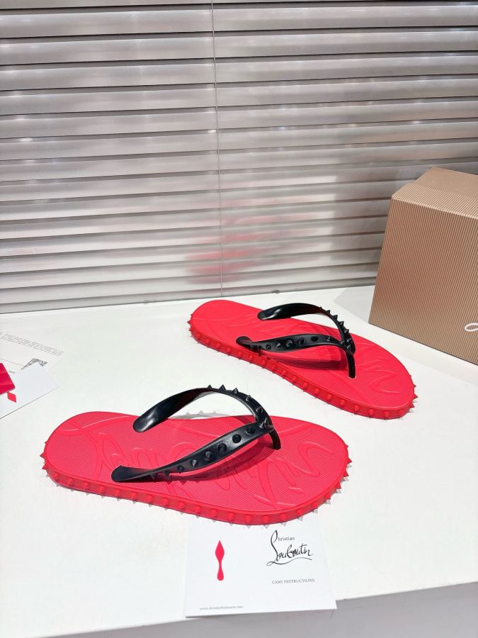 Maison margiela women's shoes ╔Red and black studded flip-flops╗ — Premium Replica — photo 4