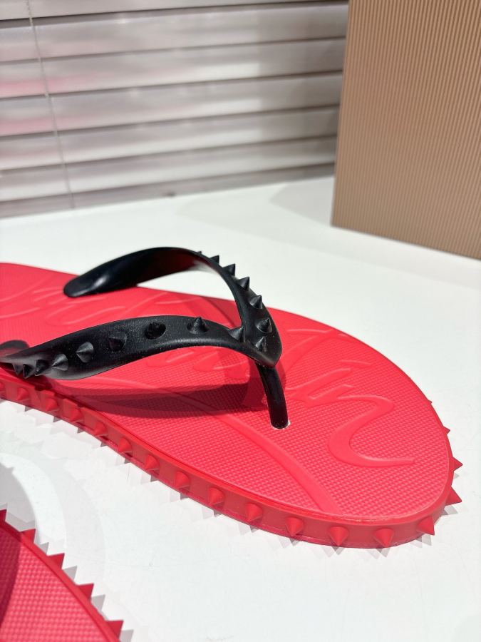 Maison margiela women's shoes ╔Red and black studded flip-flops╗ — Premium Replica — photo 8