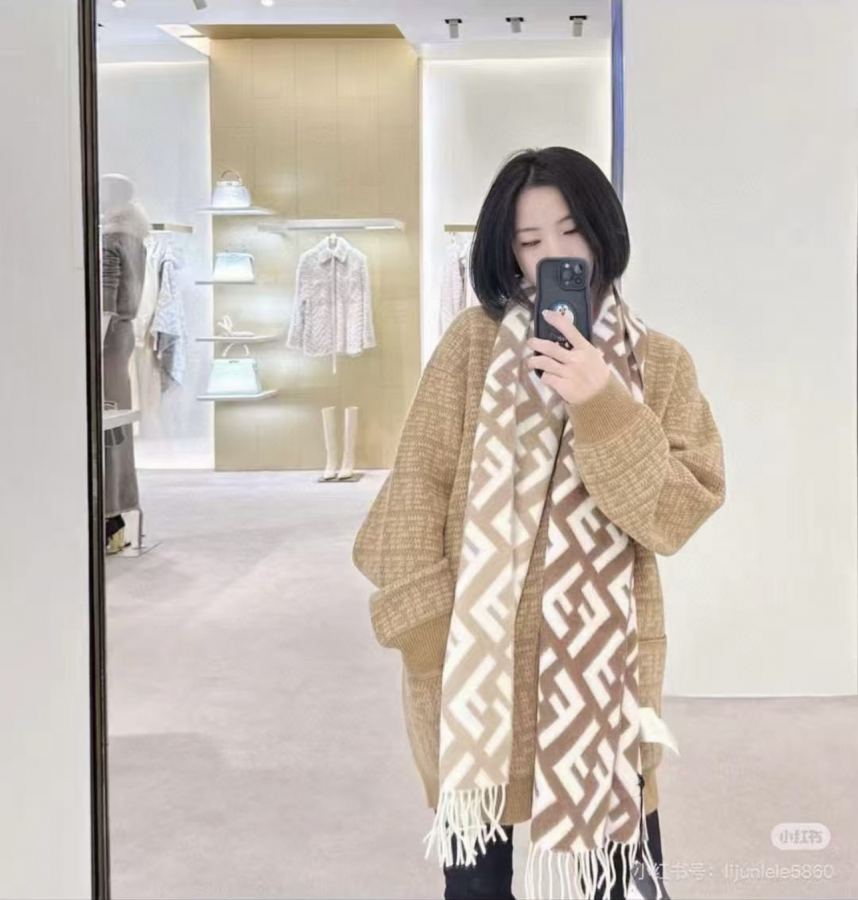 Fendi scarf Fendi FF Stefano Pilati Series FF 35 x180cm 8cmx2 100% — 1:1 Replica For Sale