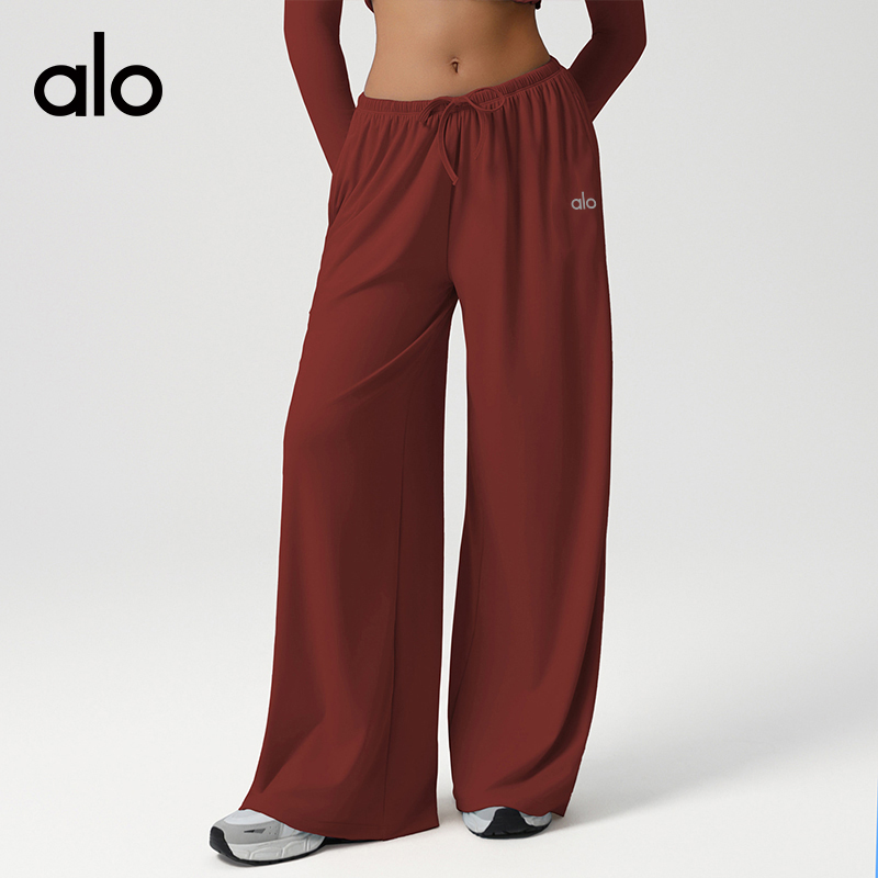 Alo Leggings aloyoga loose low rise wide leg pants drawstring elastic casual yoga pants with pockets — 1:1 Replica — photo 5