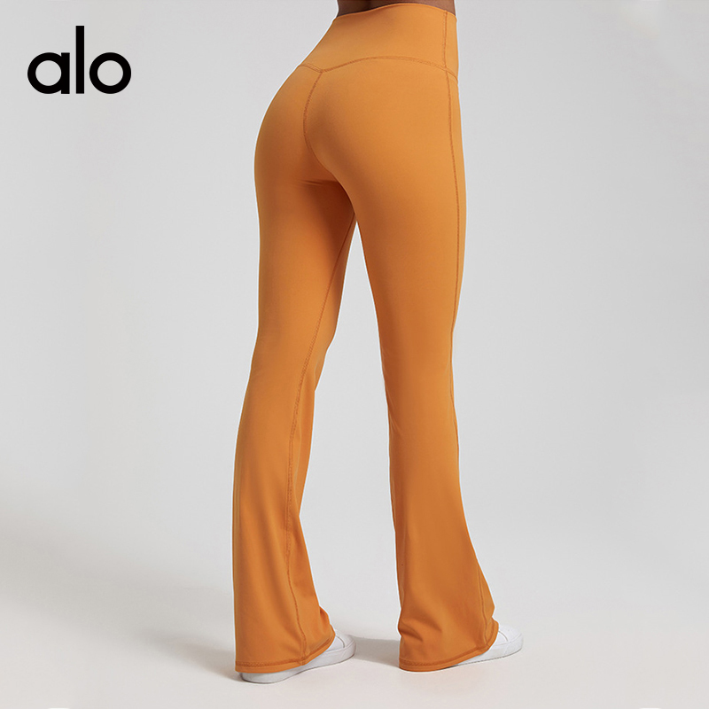 Alo Leggings aloyoga nude stretch sports bell bottoms tight slimming high waist peach hip pants — Premium Replica — photo 3