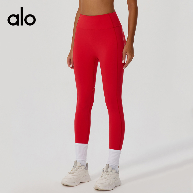 Alo Leggings aloyoga contrasting color high-elastic hip-lifting sports pants high-waisted nude running — 1:1 Replica For Sale — photo 2
