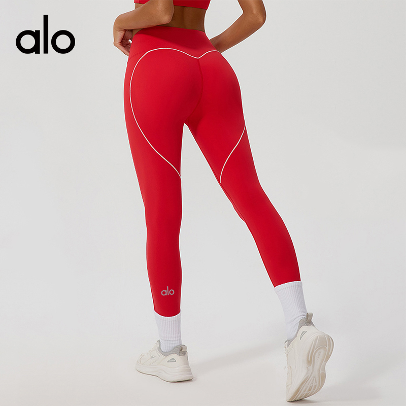 Alo Leggings aloyoga contrasting color high-elastic hip-lifting sports pants high-waisted nude running — 1:1 Replica For Sale — photo 3