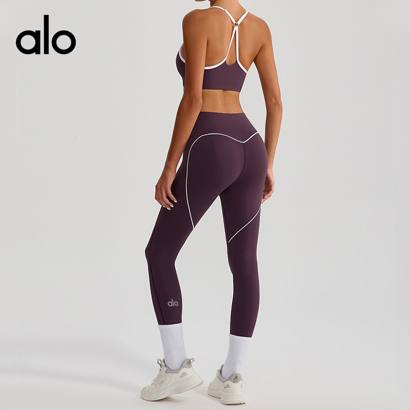 Alo Leggings aloyoga contrasting color high-elastic hip-lifting sports pants high-waisted nude running — 1:1 Replica For Sale — photo 4
