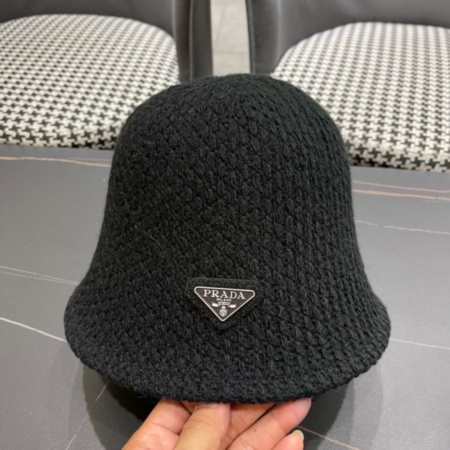 prada hat Prada fisherman hat women's autumn and winter wool versatile bucket hat Korean style — AAA Quality Replica — photo 6