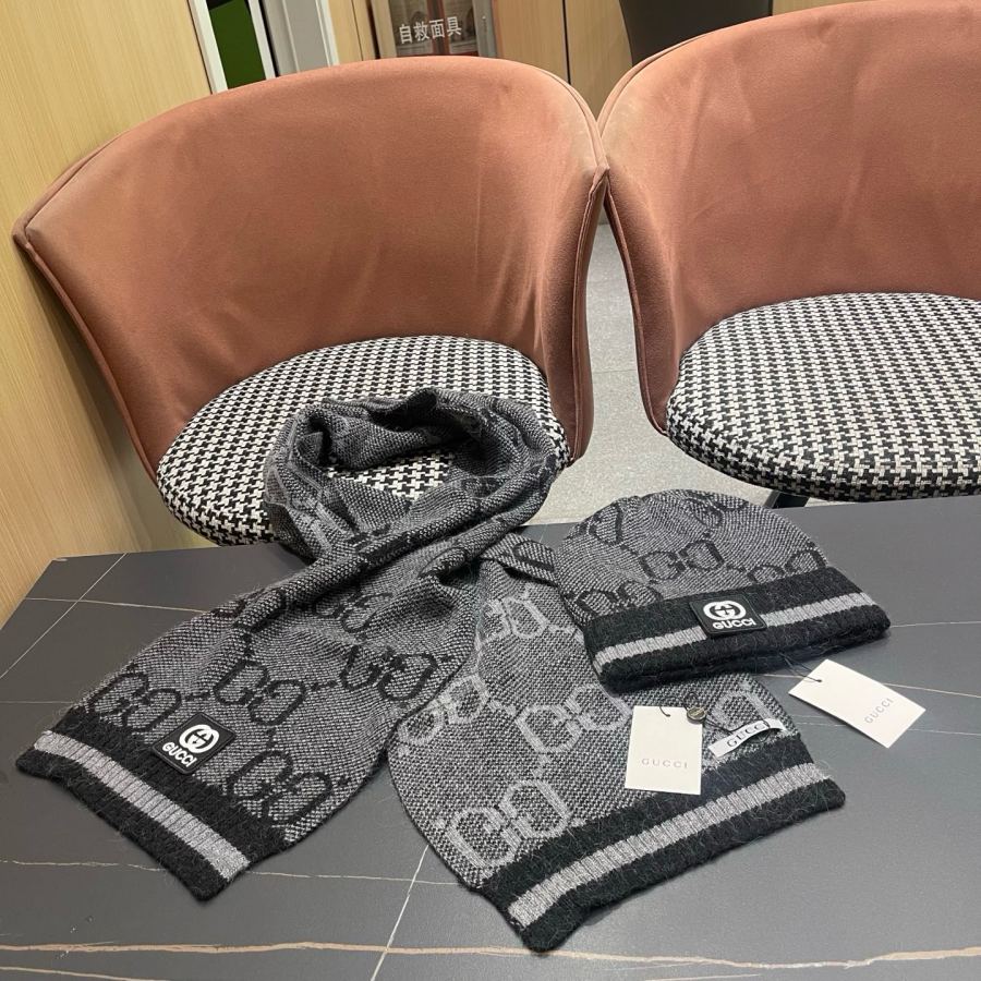 écharpe gucci Ensemble lapin + écharpe et bonnet en cachemire — photo 8
