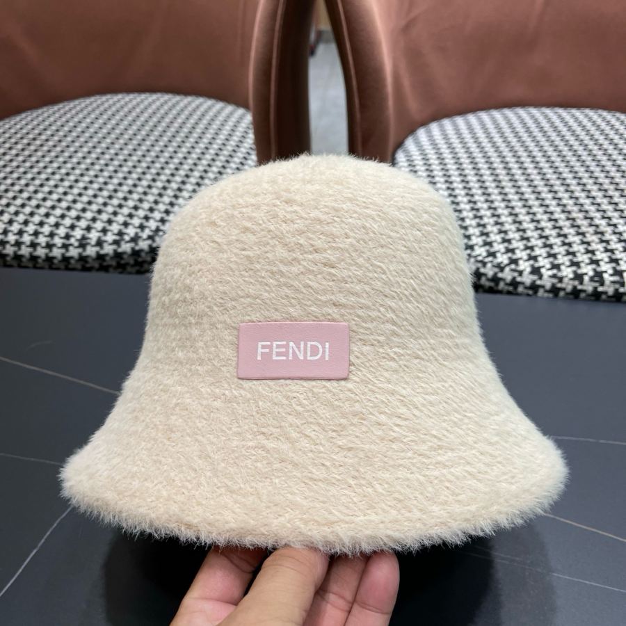 Fendi hat Japan purchasing plush warm bucket hat for women autumn winter casual versatile face-showing — 1:1 Replica For Sale — photo 7