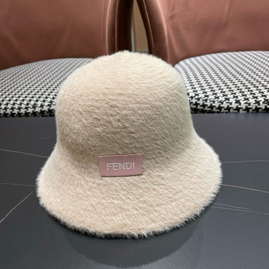 Fendi hat Japan purchasing plush warm bucket hat for women autumn winter casual versatile face-showing — 1:1 Replica For Sale