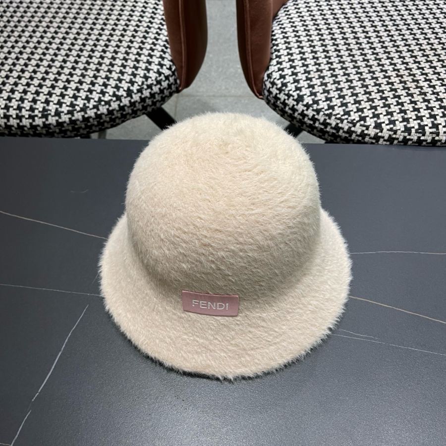 Fendi hat Japan purchasing plush warm bucket hat for women autumn winter casual versatile face-showing — 1:1 Replica For Sale — photo 5